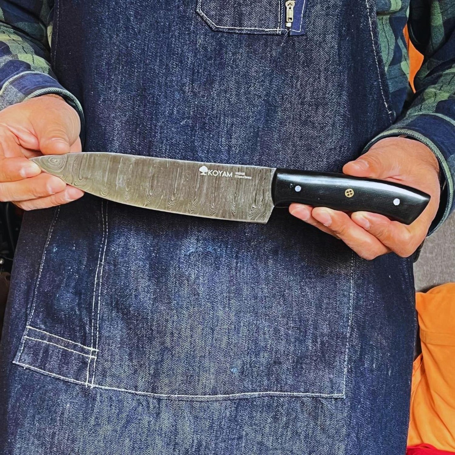 Cuchillo Chef Acero Damasco 512 Capas 20cm Negro Koyam