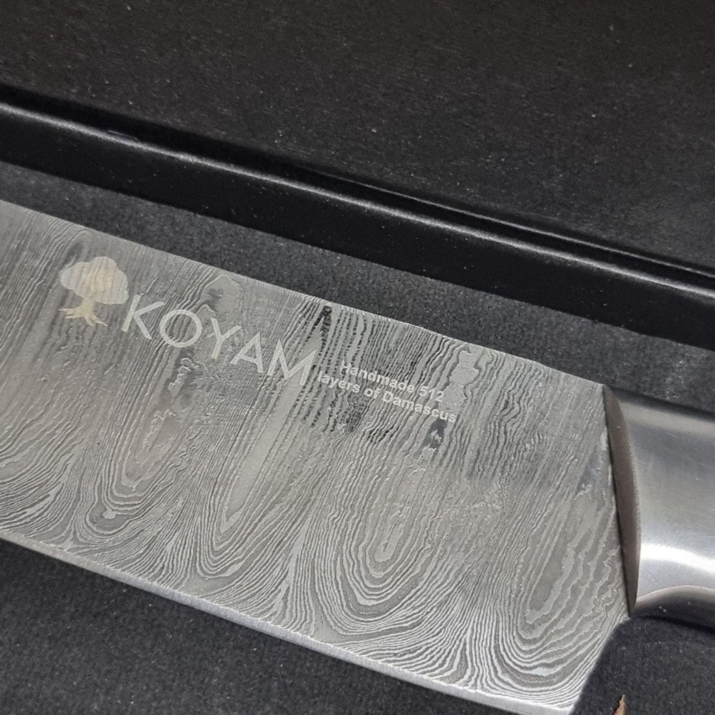 Cuchillo Chef Acero Damasco 512 Capas 20cm Negro Koyam