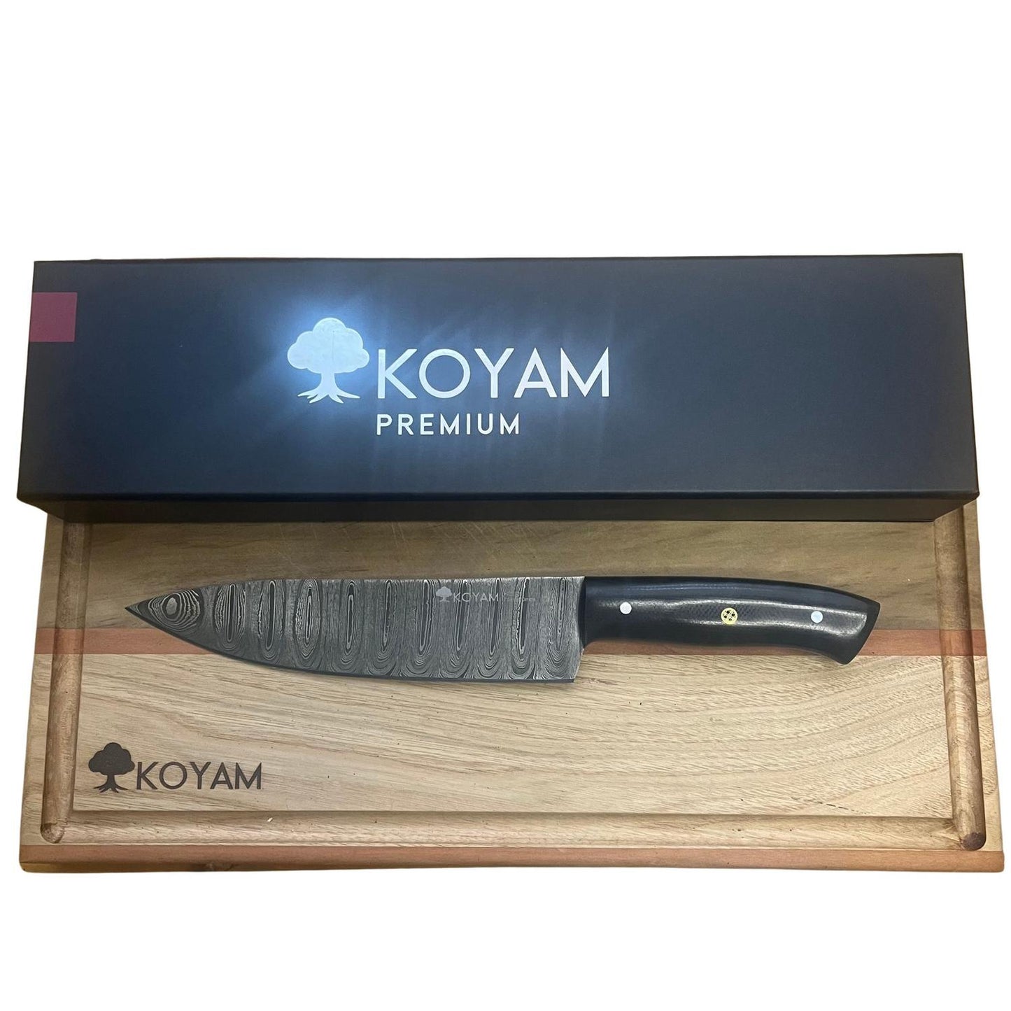Cuchillo Chef Acero Damasco 512 Capas 20cm Negro Koyam