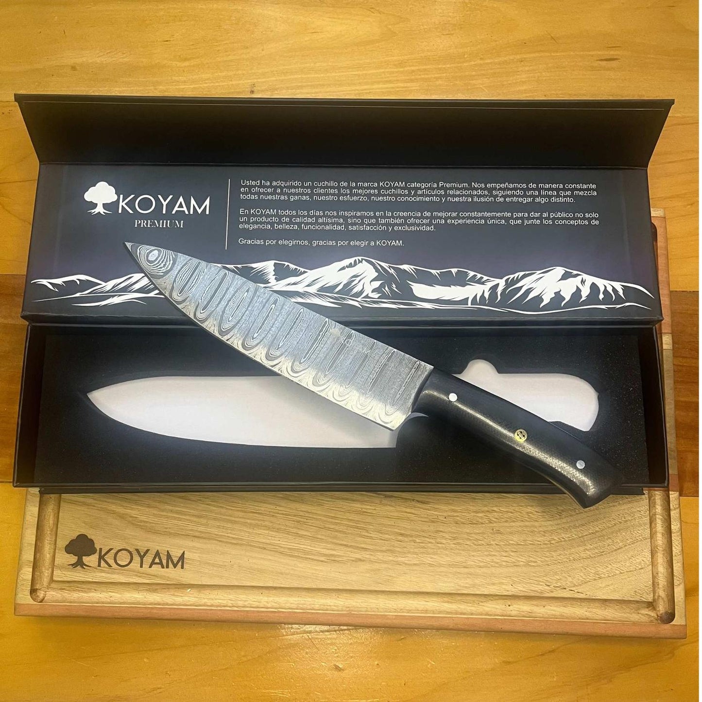 Cuchillo Chef Acero Damasco 512 Capas 20cm Negro Koyam